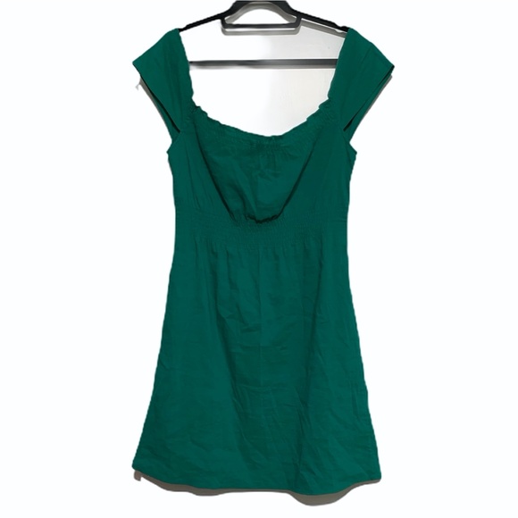 Theory Green Peasant Anali Linen Dress Sz P EUC - Picture 7 of 7